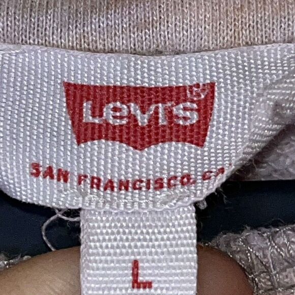 Levi’s Cropped Sweatshirt Wmn Sz L Gray Pink Tie Dye Long Sleeve Crew Hippie EUC - Picture 6 of 9